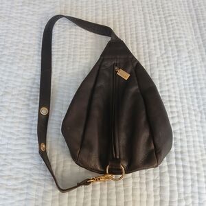 Tignanello Dark Brown Leather Bag with Gold Accent